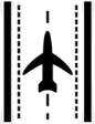 Airplane on runway icon representing momentum